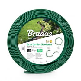 Бордюр для клумбы EASY BOARD зеленый 10м х 38мм, комплект кольев (Bradas)