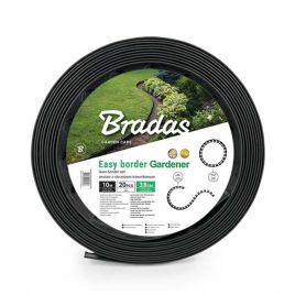 Бордюр для клумбы EASY BOARD черный 10м х 38мм, комплект кольев (Bradas)