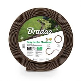 Бордюр для клумбы EASY BOARD коричневый 10м х 38мм, комплект кольев (Bradas)