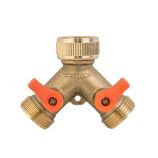 Тройник V 3/4" с двумя шаровыми кранами 3/4" BRASS