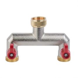 Трійник 3/4" з двома кульовими кранами 3/4" BRASS 