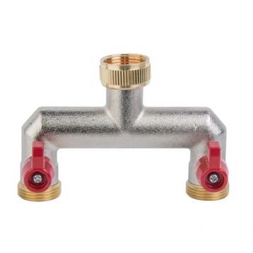 Трійник 3/4" з двома кульовими кранами 3/4" BRASS 