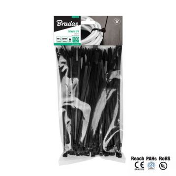 Стяжки кабельные пластиковые UVBlack 2,5 х 100 мм (100 шт.) 