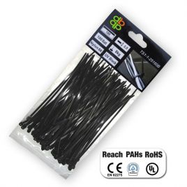 Стяжки кабельні пластикові багаторазові UV BLACK 4,8*200 мм