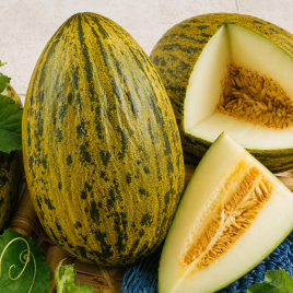 Сапомиель F1 семена дыни тип Пиел де Сапо среднепоздней 75-85 дн 25-35 кг овал зел/бел (United Genetics)