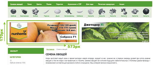 Баннер над товарами